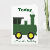 Groene trein gepersonaliseerd 6e verjaardag kaart (Voorkant)