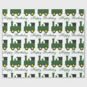 Groene Trein Ontwerp Verjaardag Cadeaupapier (Vlak)