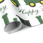Groene Trein Ontwerp Verjaardag Cadeaupapier (Rol Hoek)