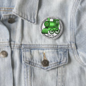 Groene trein ronde speld button 5,7 cm (In situ)