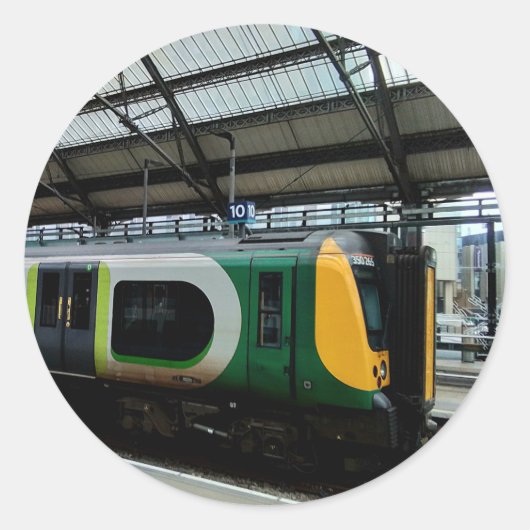 Groene trein ronde sticker (Voorkant)