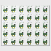 Groene Trein Verjaardag Cadeaupapier (Vlak)