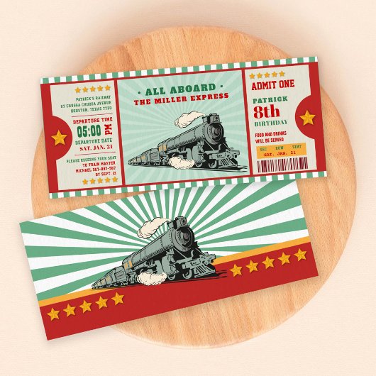 Groene treinkaartje Birthday-instapkaart Kaart