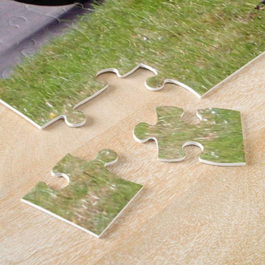 Groene treinlocomotief legpuzzel (Zijkant)