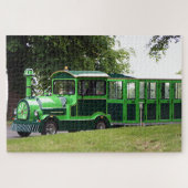 Groene treinlocomotief legpuzzel (Horizontaal)