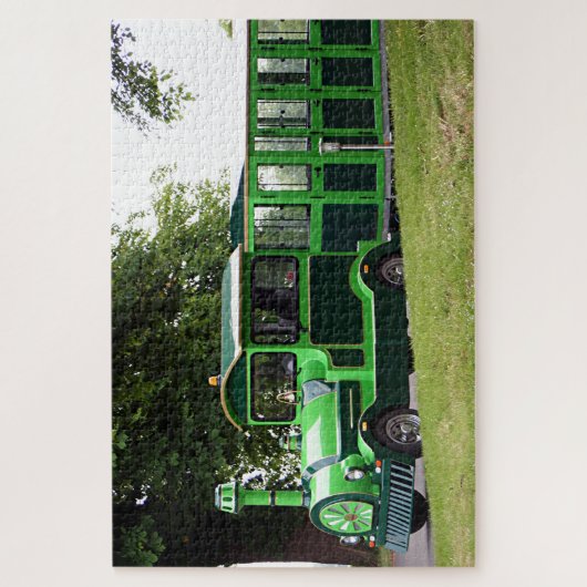 Groene treinlocomotief legpuzzel (Verticaal)