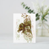 Groene  treinmotor briefkaart (Staand voorkant)