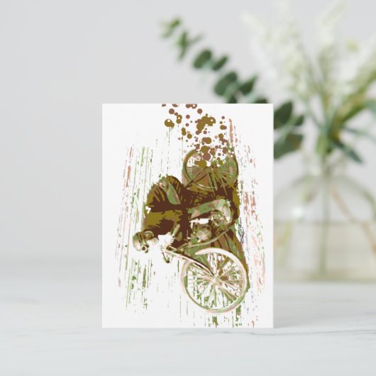 Groene  treinmotor briefkaart (Staand voorkant)