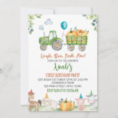 Groene trekkende landbouwhuisdieren - uitnodiging (Voorkant)