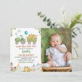 Groene trekkende landbouwhuisdieren - uitnodiging (Staand voorkant)