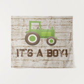 Groene Trekker Boerderij Baby Shower Jongen Achter Wandkleed (Voorkant (horizontaal))