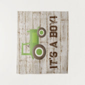 Groene Trekker Boerderij Baby Shower Jongen Achter Wandkleed (Voorkant)