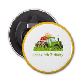 groene trekker | Boerderij Thema Verjaardagsfeest  Button Flesopener