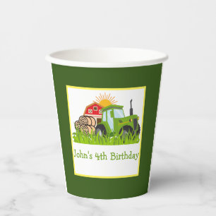 groene trekker   Boerderij Thema Verjaardagsfeest  Papieren Bekers