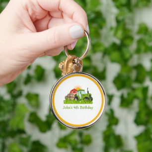 groene trekker   Boerderij Thema Verjaardagsfeest  Sleutelhanger
