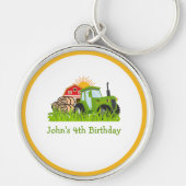 groene trekker | Boerderij Thema Verjaardagsfeest  Sleutelhanger (Voorkant)