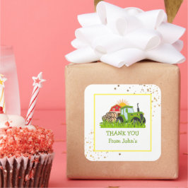 groene trekker | Boerderij Thema Verjaardagsfeest  Vierkante Sticker