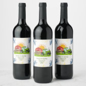 groene trekker | Jongens Thema Verjaardagsfeest Wi Wijn Etiket (Flessen)