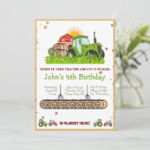 groene trekker | Jongens thema verjaardagsfeestje Kaart (Staand voorkant)