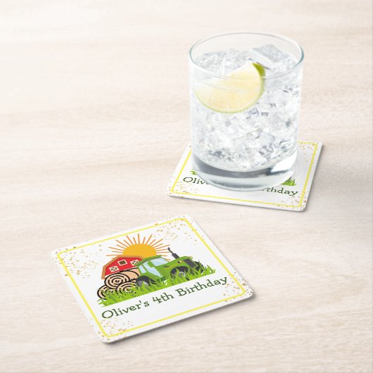 groene trekker | Jongens thema verjaardagsfeestje Kartonnen Onderzetters (Insitu)