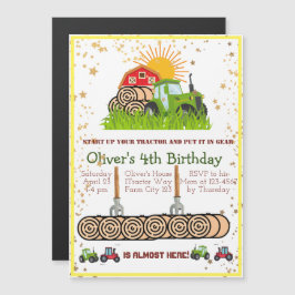 groene trekker | Jongens thema verjaardagsfeestje Magnetische Uitnodiging