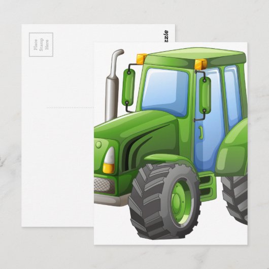 Groene trekker met grote wielen briefkaart (Voorkant / Achterkant)