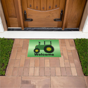 Groene trekker ontwerp gepersonaliseerd deurmat