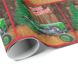  groene trekker voor kerstmis door Barn Cadeaupapier