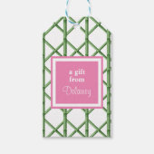 Groene Trellis Bamboe Patroon Custom Cadeaulabel (Voorkant)