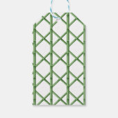 Groene Trellis Bamboe Patroon voor Preppy Cadeaulabel (Achterkant)