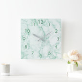 Groene trendmarmer vierkante klok (Huis)