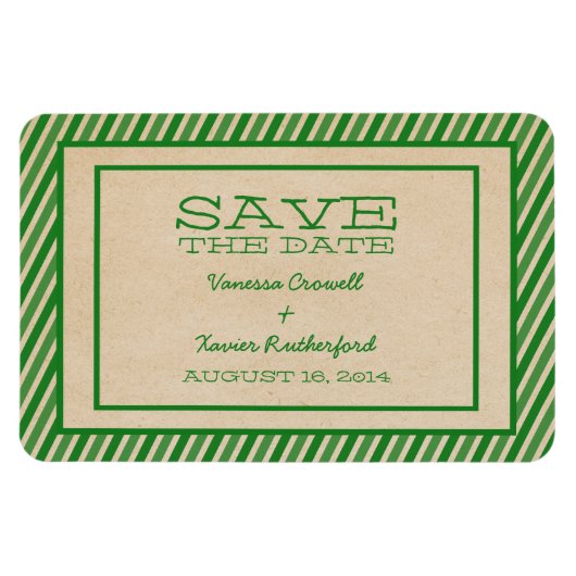 Groene Trendy Stripes sparen de Magnet van de Datu Magneet (Horizontaal)