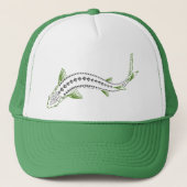 GROENE TRIBALE ZWEMMERENDE STURGEON VIS TRUCKER PET (Voorkant)
