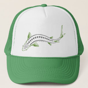 GROENE TRIBALE ZWEMMERENDE STURGEON VIS TRUCKER PET