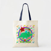 Groene Triceratops Dinosaur Gift Bag met Jouw naam Tote Bag (Voorkant)