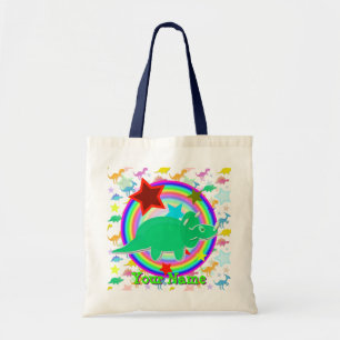 Groene Triceratops Dinosaur Gift Bag met Jouw naam Tote Bag