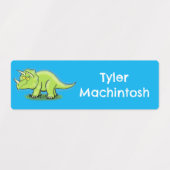 Groene triceratops dinosaurus cartoon gepersonalis labels (Design 2)
