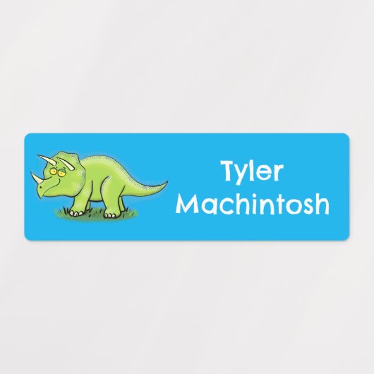 Groene triceratops dinosaurus cartoon gepersonalis labels (Design 2)