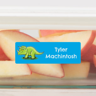 Groene triceratops dinosaurus cartoon gepersonalis labels
