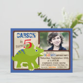 Groene Triceratops Dinosaurus vijfde verjaardag Kaart (Staand voorkant)