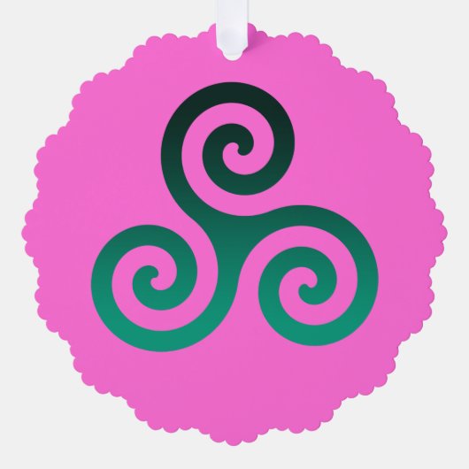 Groene Triskele Diep Roze Ornament Kaart (Voorkant)
