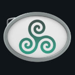 Groene triskele Oude Keltische symbool Gesp<br><div class="desc">Groen Trisaksymbool. Het symbool Tris of Triskelion bestaat uit drie onderling vergrendelde spiraaltjes of drie armen alsof het vanuit het midden beweegt. Dit Keltische symbool van beweging of actie vertegenwoordigt de drie werelden; de hemelse,  fysieke,  en spirituele.</div>