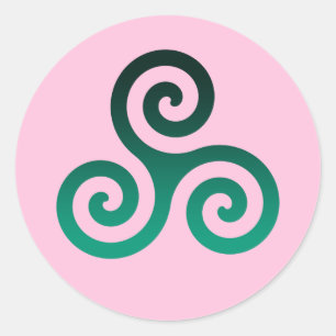 Groene Triskele Pastel Roze Ronde Sticker
