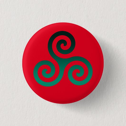 Groene Triskele Vivid Red Ronde Button 3,2 Cm (Voorkant)
