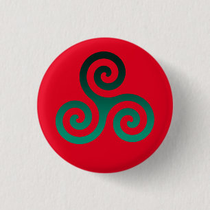 Groene Triskele Vivid Red Ronde Button 3,2 Cm