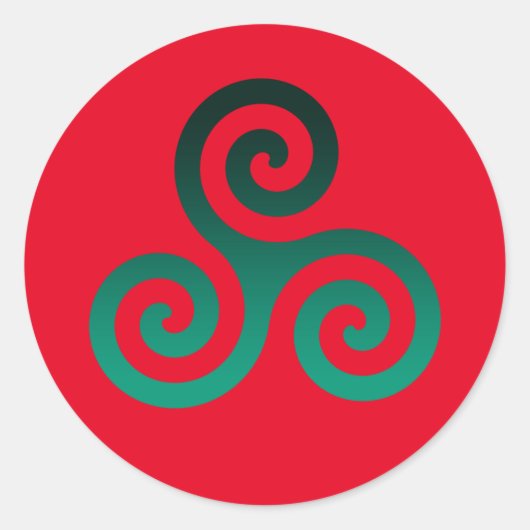 Groene Triskele Vivid Red Ronde Sticker (Voorkant)