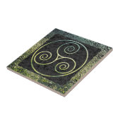 Groene Triskelion & Maple Leaf Keltische grens Tegeltje (Zijkant)