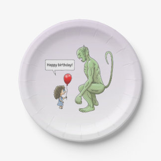 Groene trol verjaardag papieren bordje