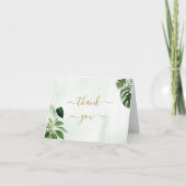 Groene Tropical Leaf Wedding Bedankt Card (Voorkant)