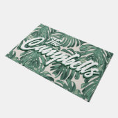 Groene Tropical Leaves Script Achternaam Doormat Deurmat (Schuin)